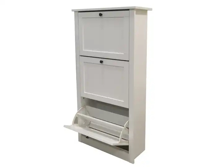 Shoe Cabinet with 3 Flip Drawers, Freestanding Shoe Rack Stackable Shoe Storage  wooden with NC painting