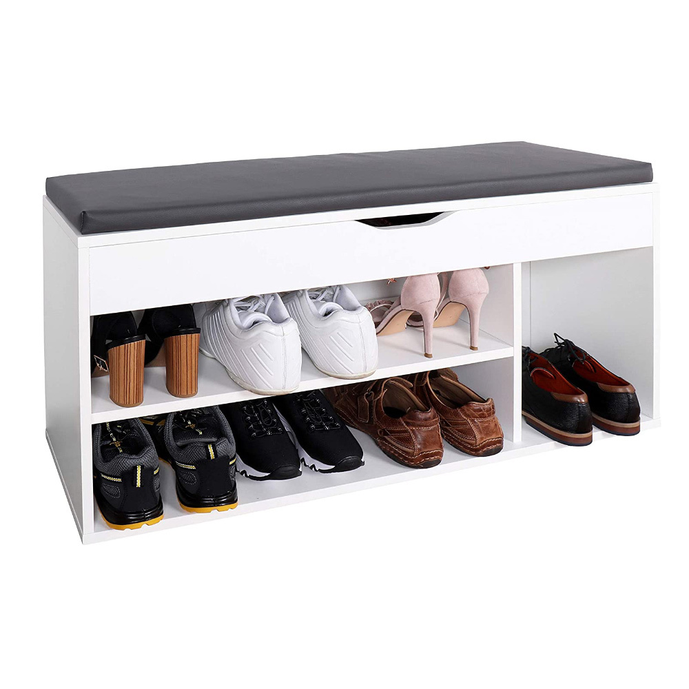 European Modern Best Choice Wood Wooden Change Living Room White Shoe Rack Cabinet Storage With Seat Bench