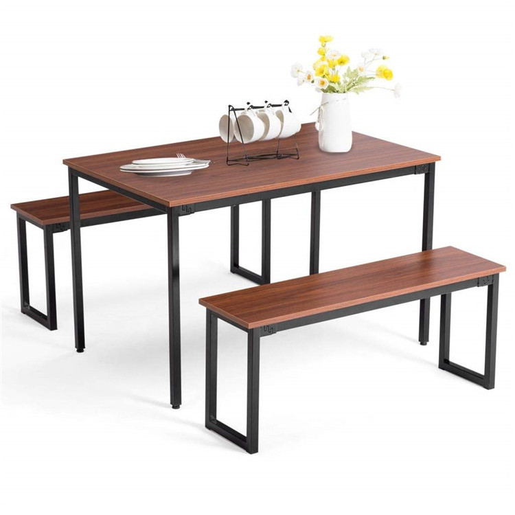 Good Price Modern Wood Top Metal Frame Dinning Restaurant Table And Chair Sets