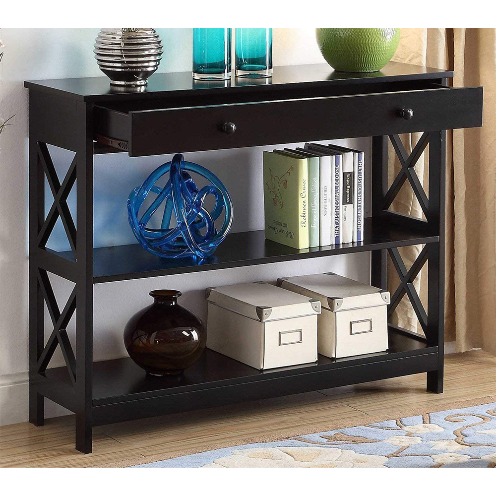 Hampton Style Hall wood luxury x style durable console table with drawer and shelves