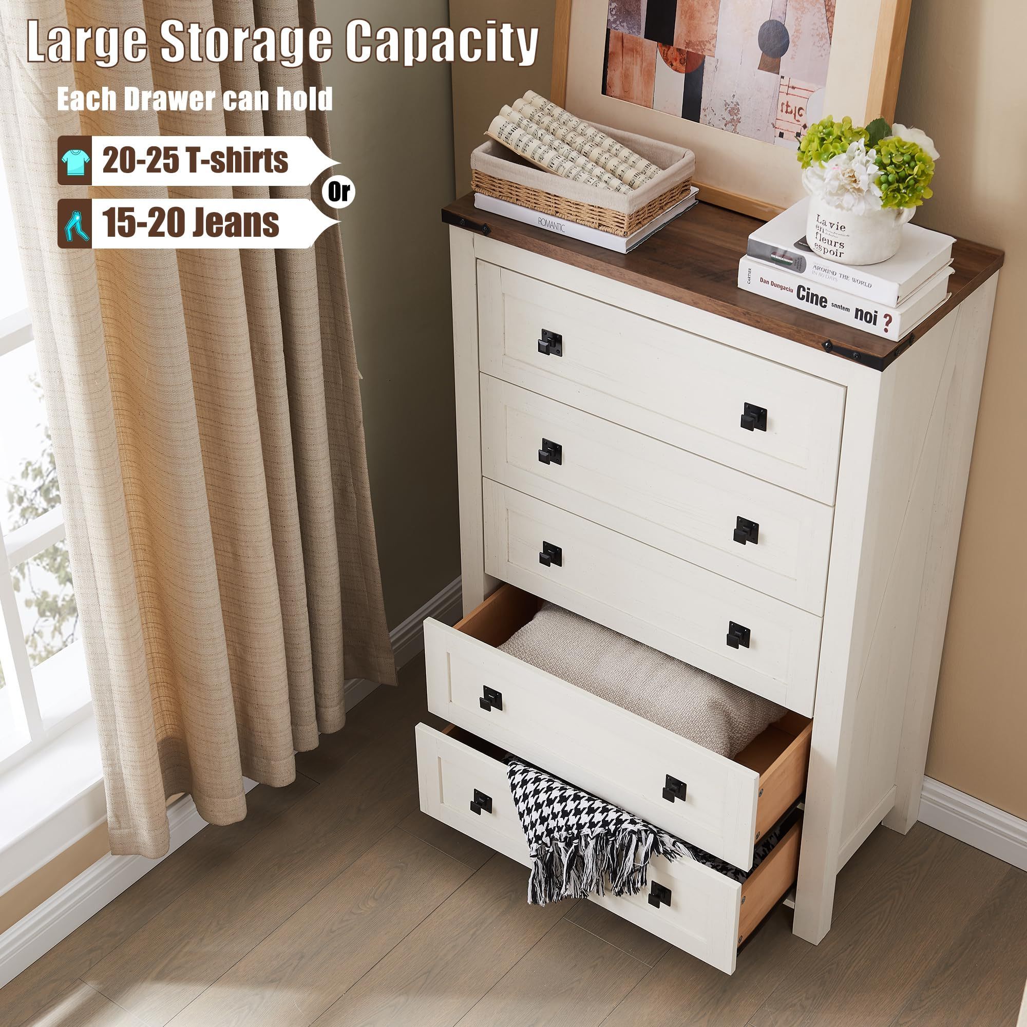 Rustic Closet Clothing Dresser Multi Drawer for Bedroom Furniture Set Wood Storage Cabinet Chest of Drawers for Clothes Rooms