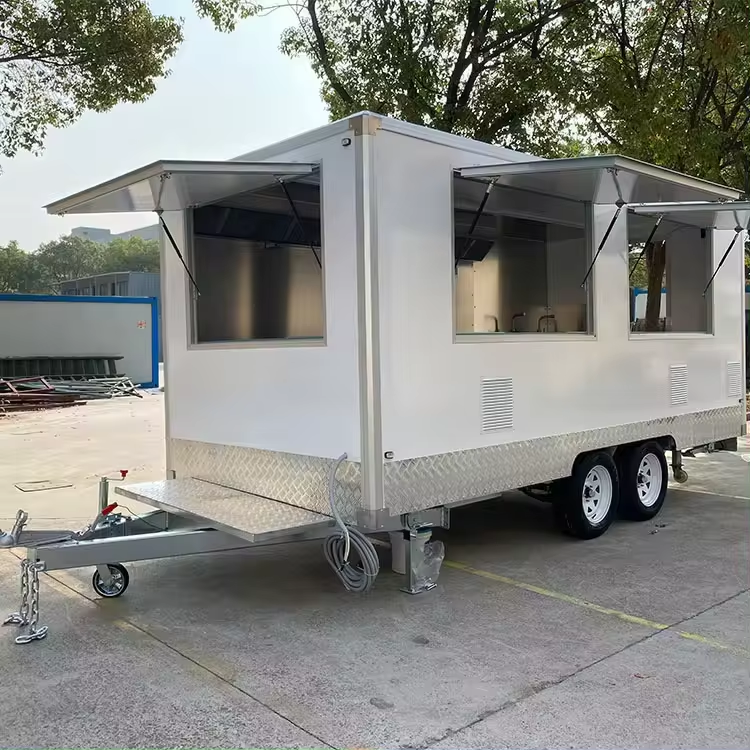 Mobile Trailer Coffee Ice Cream BBQ Catering Concession Street Vending Food Cart Mini Truck Pink