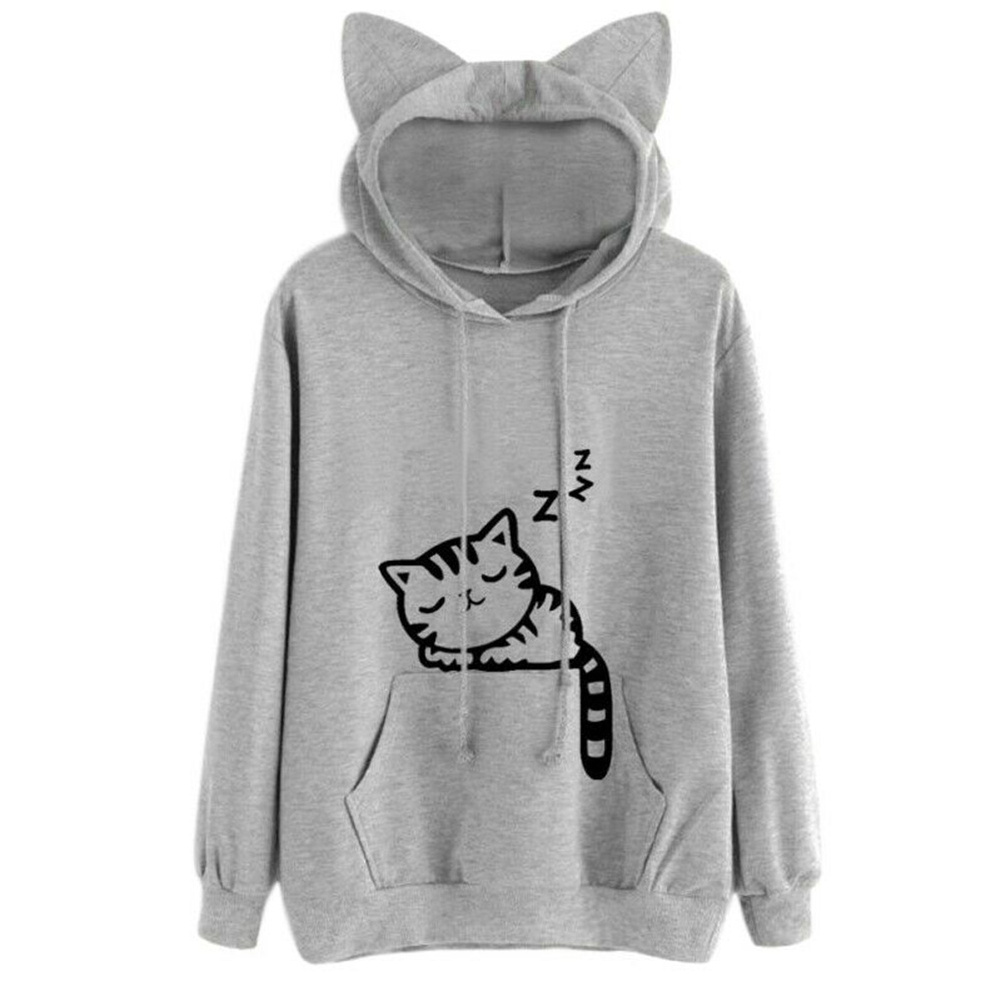 Women Cat Printed Long Sleeve Hoodie Sweatshirt Sudadera Mujer Moletom Feminino Hoodies Women