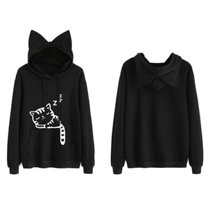 Women Cat Printed Long Sleeve Hoodie Sweatshirt Sudadera Mujer Moletom Feminino Hoodies Women