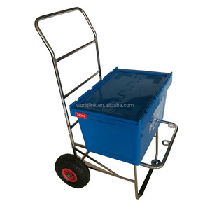 A Foldable Hand Pushing Stainless Steel  Fish Trolley