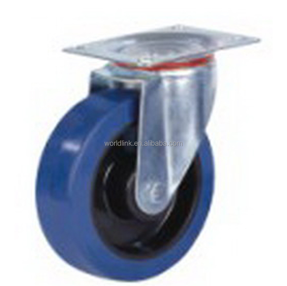 Good Quality Heavy Duty Blue Elastic Rubber Castor Wheel