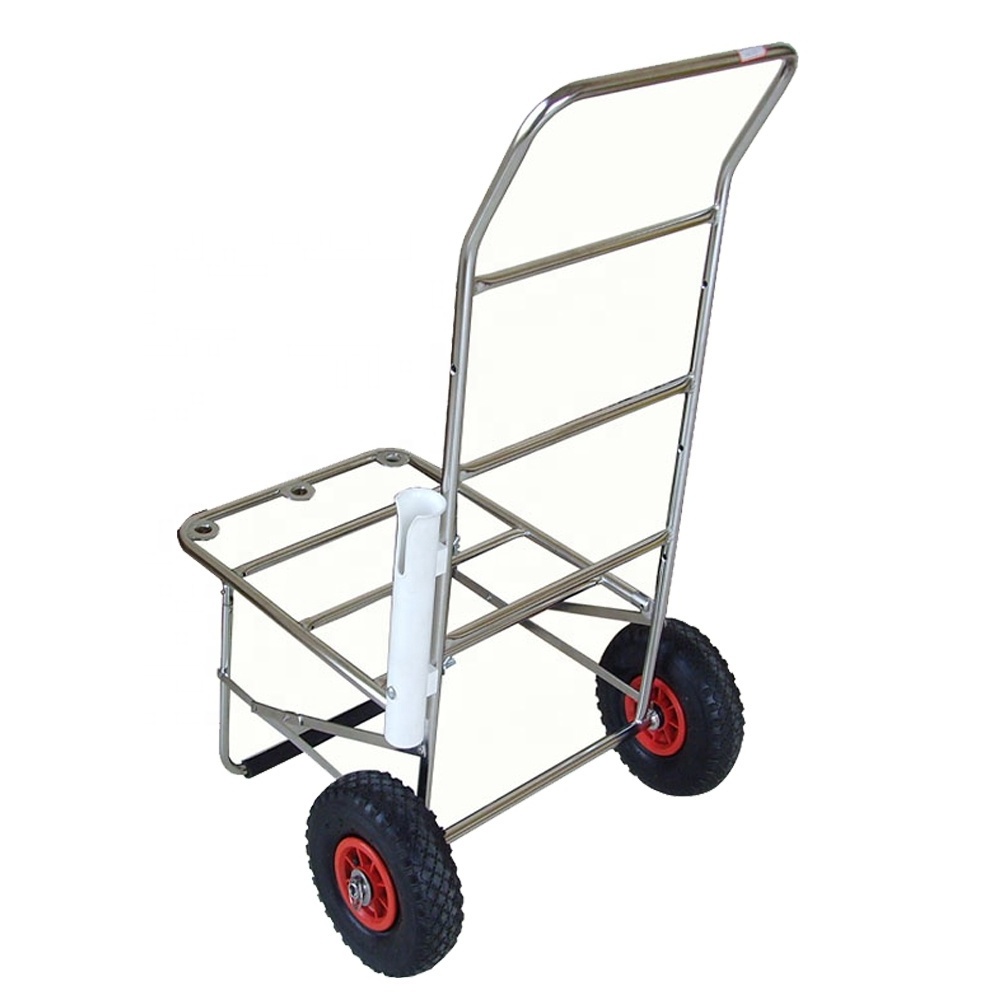 250kgs Big Pneumatic Wheel Stainless Steel Cart for Fishing