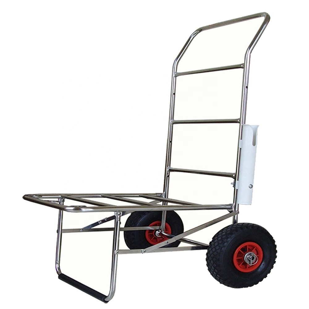 250kgs Big Pneumatic Wheel Stainless Steel Cart for Fishing