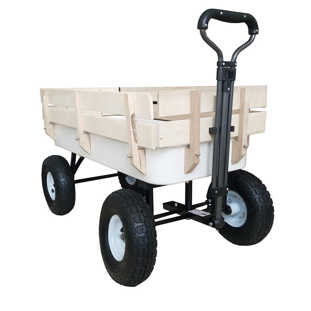 150kgs Foldable Beach Cart With 4 Wheels Wooden Sand Beach Cart