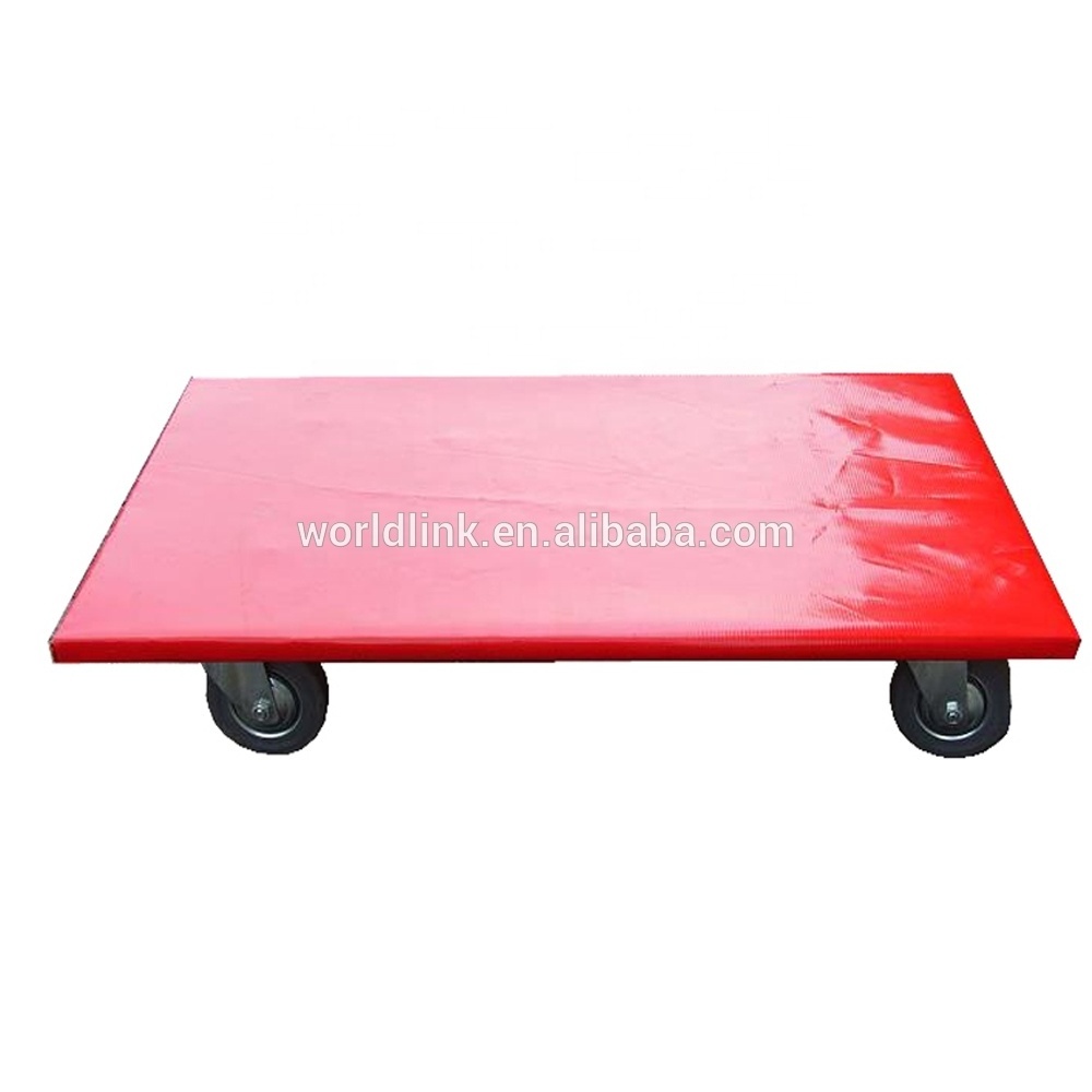 plywood Red Surface Solid Tire Platform Moving Dolly