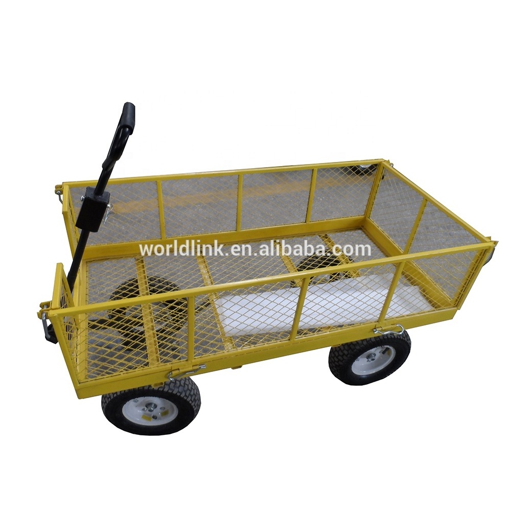 Folding Heavy Duty 300kg Load Capacity Foldable Steel Wagon Metal Garden Cart