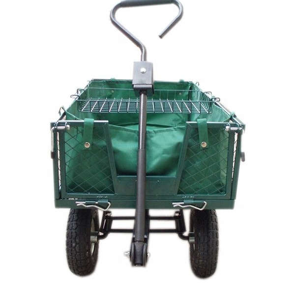 Folding Heavy Duty 300kg Load Capacity Foldable Steel Wagon Metal Garden Cart