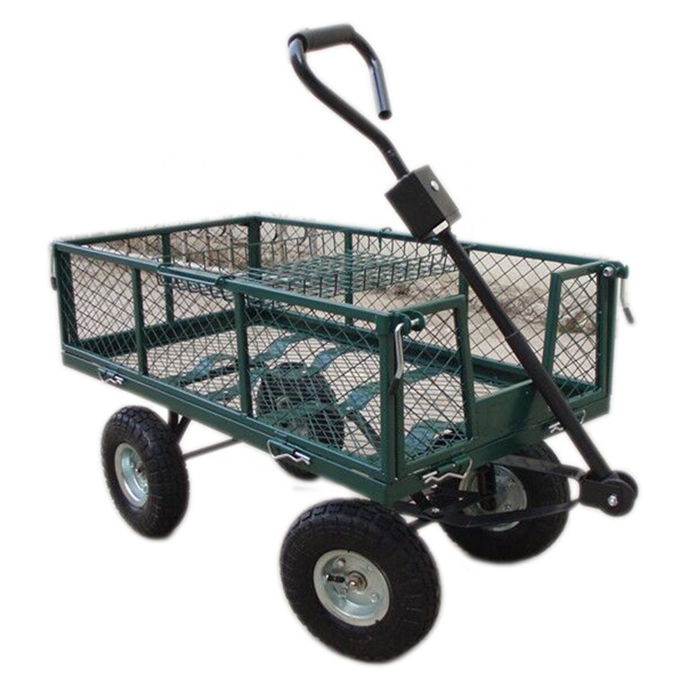 Folding Heavy Duty 300kg Load Capacity Foldable Steel Wagon Metal Garden Cart