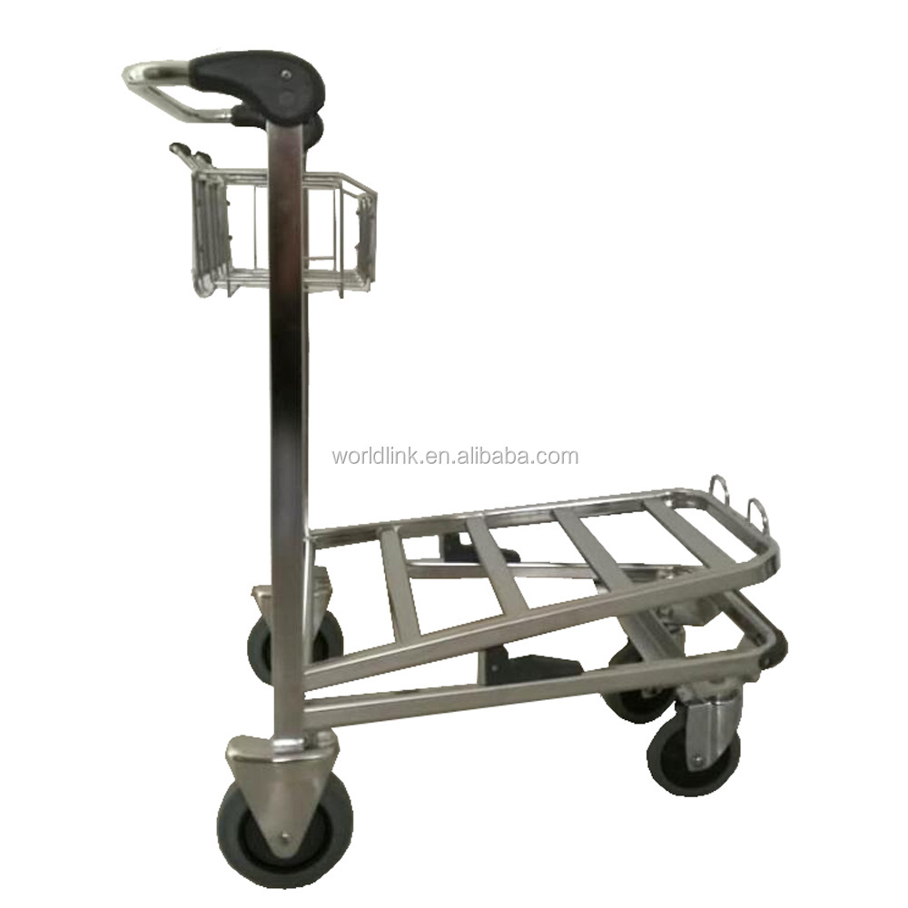 Without Brake 4 Wheels Airport Traveller Baggage Trolley Cart