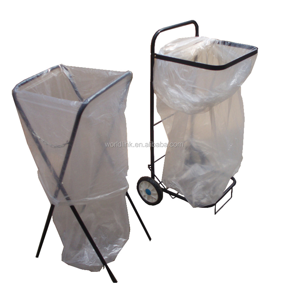 Steel Frame Collapsible Wheelie Outdoor Garbage Bag Cart