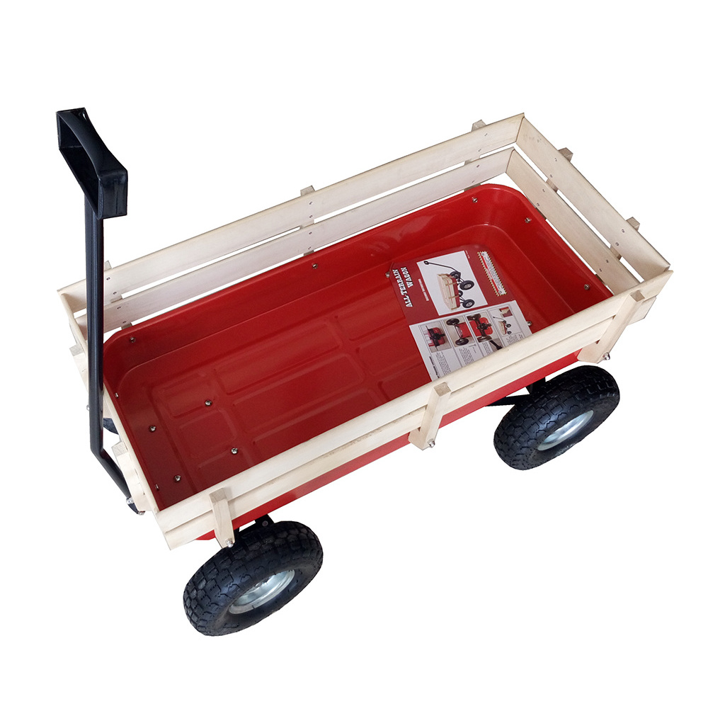 150kgs Foldable Beach Cart With 4 Wheels Wooden Sand Beach Cart