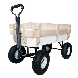 150kgs Foldable Beach Cart With 4 Wheels Wooden Sand Beach Cart