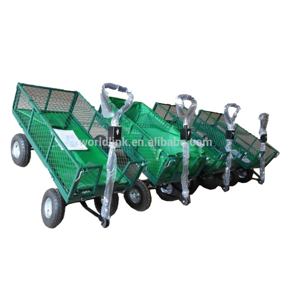 Heavy Duty Foldable Mesh Garden Cart Tool Steel Wagon