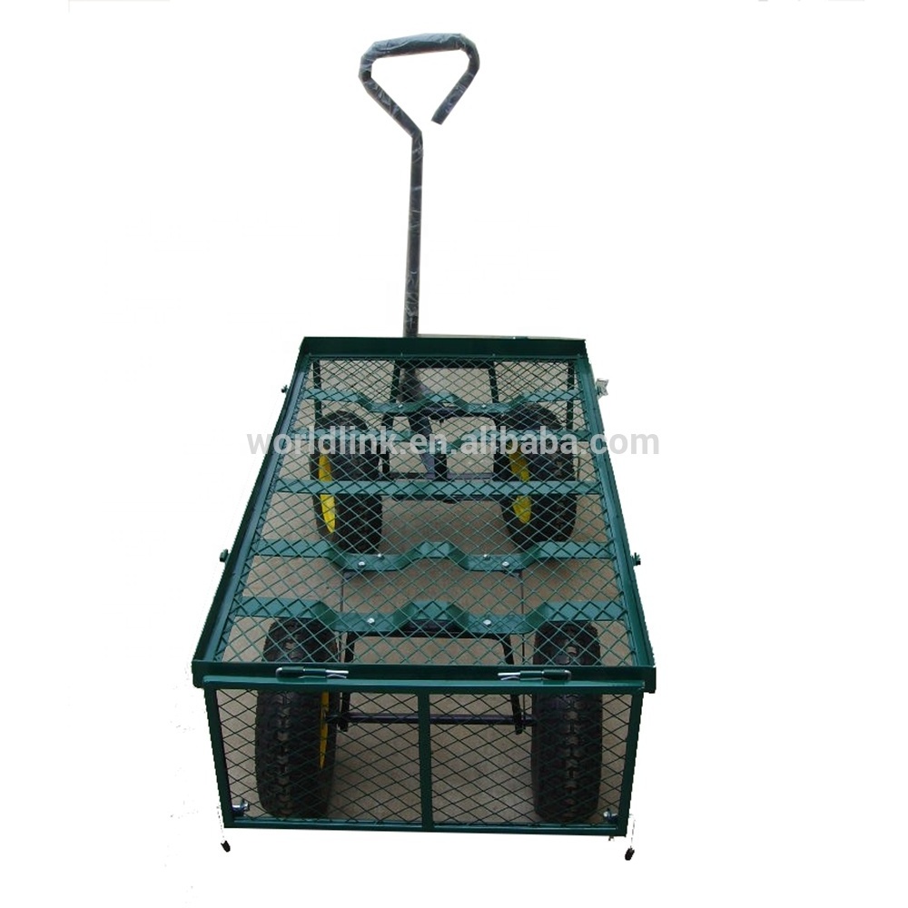 Heavy Duty Foldable Mesh Garden Cart Tool Steel Wagon