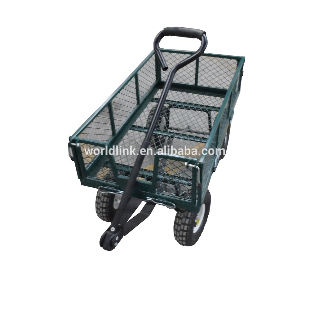 Folding Heavy Duty 300kg Load Capacity Foldable Steel Wagon Metal Garden Cart