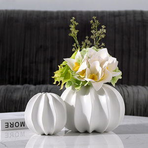 New style Tabletop decor pumpkin ceramic silver white vase home decoration pieces