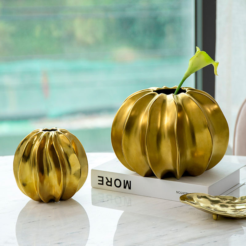 New style Tabletop decor pumpkin ceramic silver white vase home decoration pieces