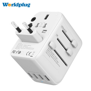 Worldplug Fast Adapter Wall Travel Adaptor Electrical European UK US Multi Plug Socket Universal 4 USB Travel Adapter