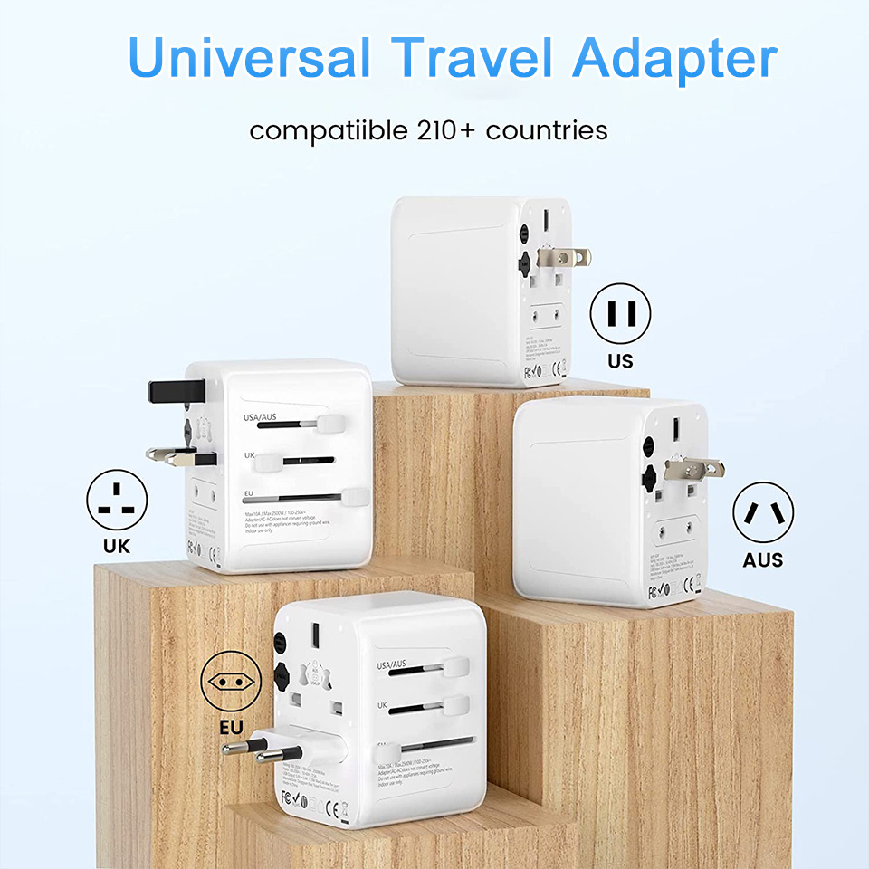 Worldplug Fast Adapter Wall Travel Adaptor Electrical European UK US Multi Plug Socket Universal 4 USB Travel Adapter