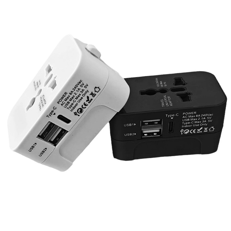 Universal 2USB 1Type C travel adapter Wall charger  AC plug adapter