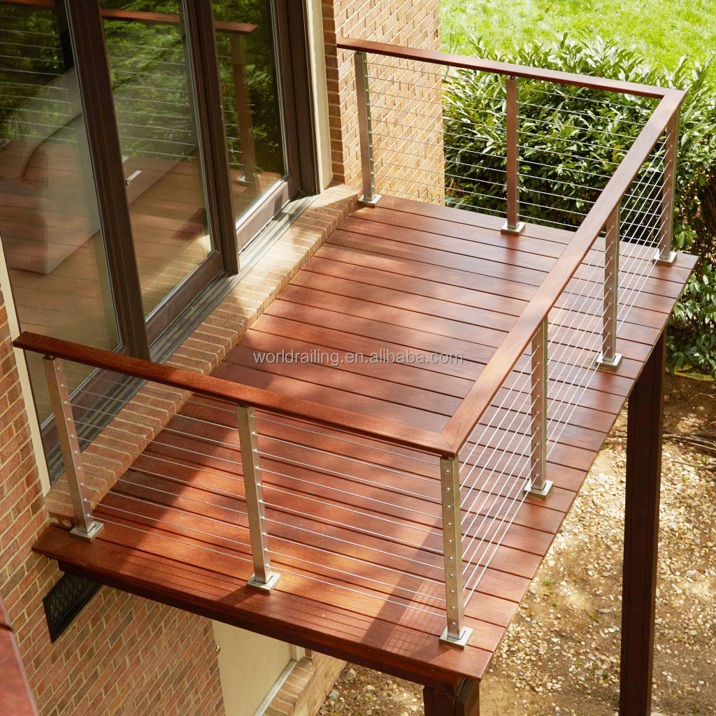 YL Premium low maintenance deck railing  outdoor stainless balustrade handrail black railing cable railing