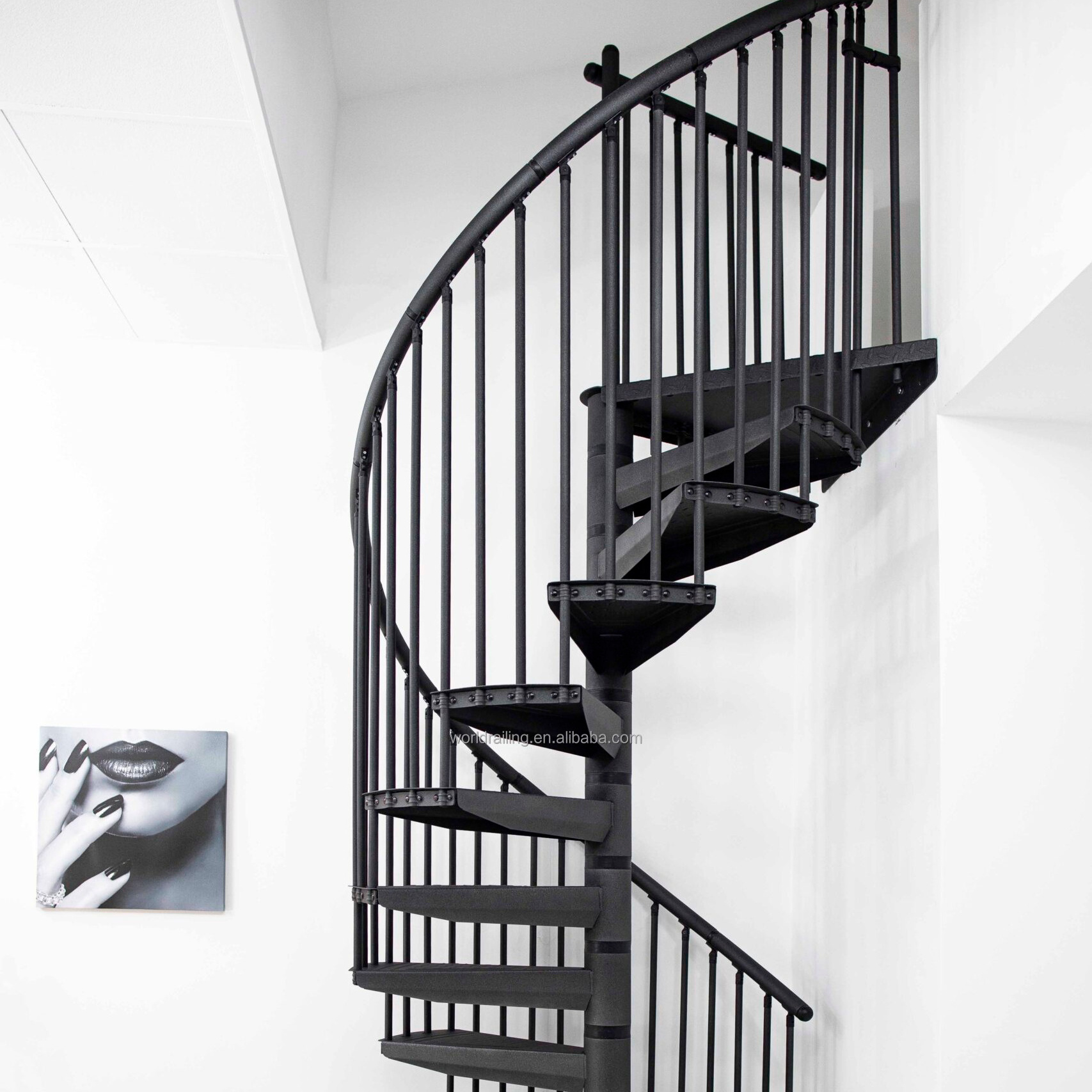 YL Low price outdoor spiral staircase black surface easy to install rotating staircase