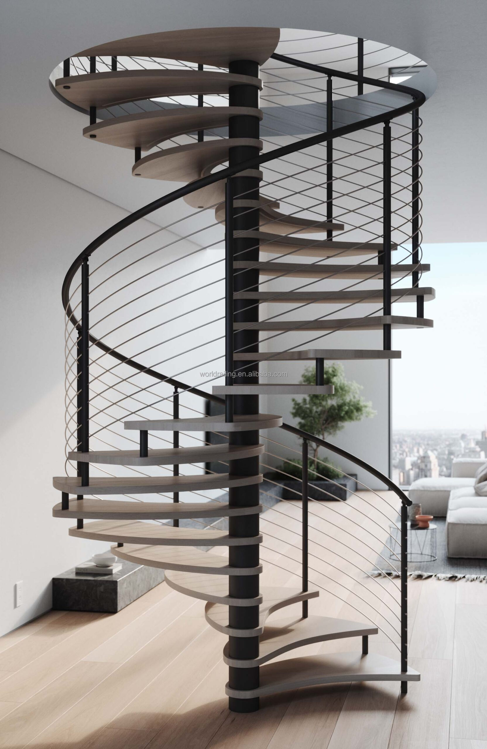 YL Low price outdoor spiral staircase black surface easy to install rotating staircase