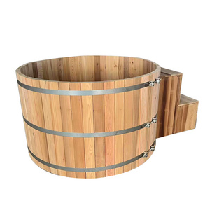 Hot sale popular wooden wood barrel bathtub with Wood burner garden