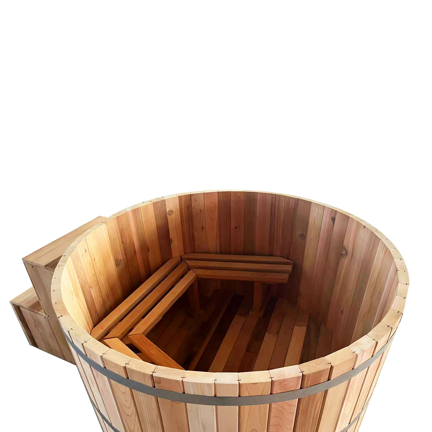 Hot sale popular wooden wood barrel bathtub with Wood burner garden