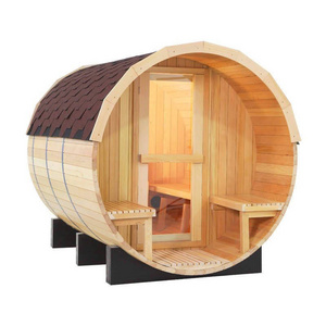 Hot sale red cedar outdoor sauna house outdoor 1800 x 1800 barrel with porch in Cedar