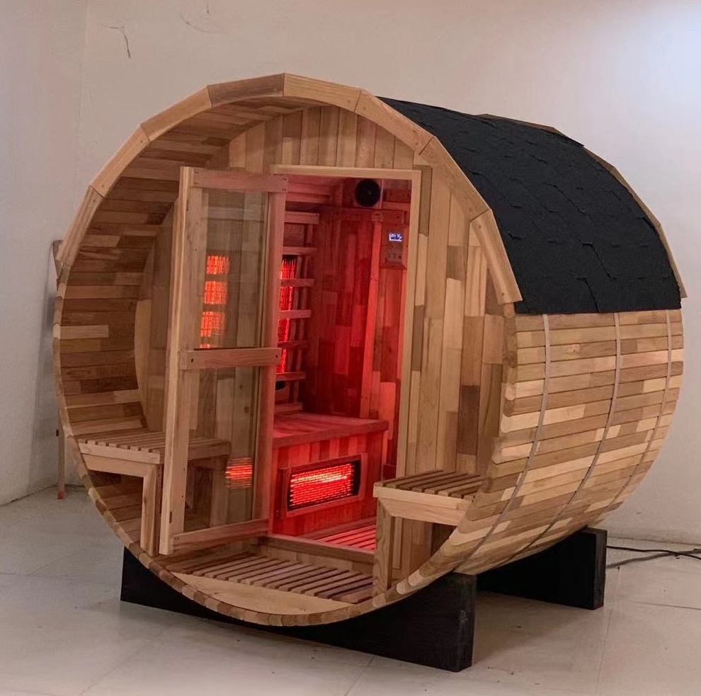 High quality barrel sauna room far infrared outdoor sauna room for 6 persons