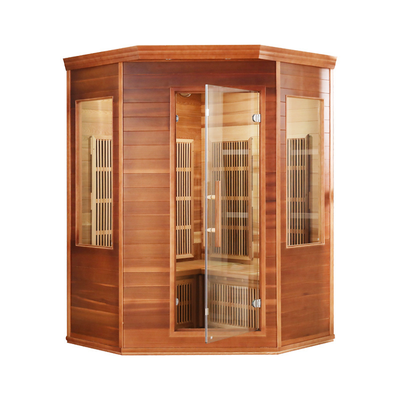 red cedar infrared heats sauna room for 4 person used