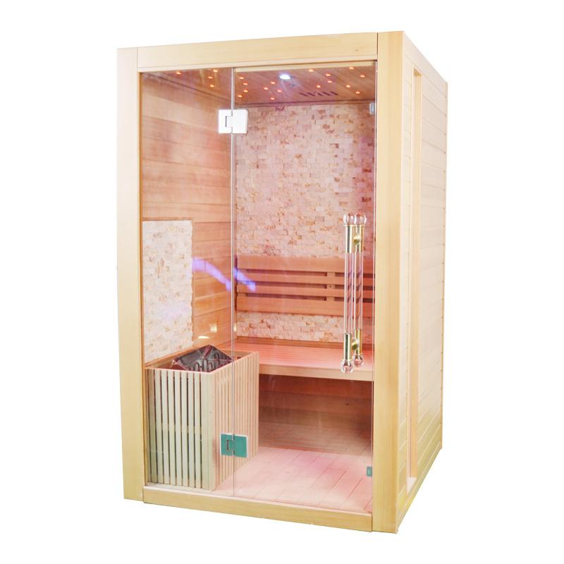 2 peoples steam wet sauna room indoor hemlock sauna room with electric heater