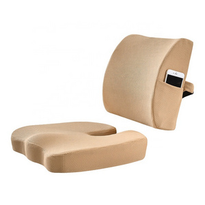 Hot sale car orthopedic breathable memory foam seat and back cushion suit with ergonomic design