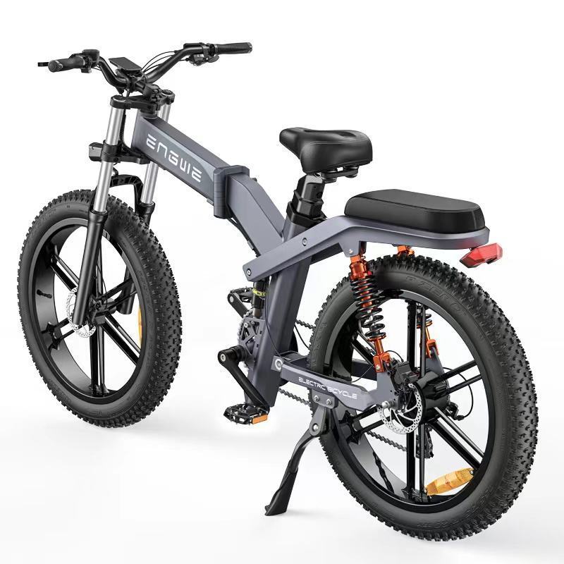 ENGWEX26 26inch Thick Fat Tire Mountain Electric Bike Aluminum Alloy 8 SPEED 1000W Motor Folding Electric Bike