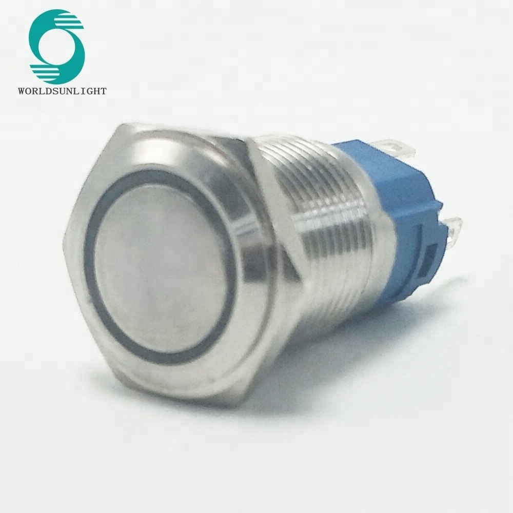 XL16S/F11-12VR 16mm 12 volt led flat momentary stainless steel push button switch