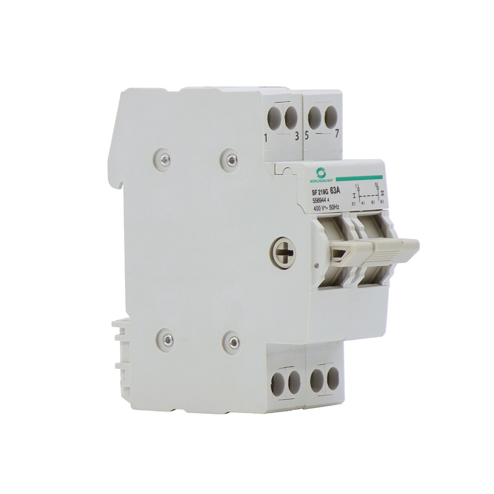 SF219G 63A 2P Din Rail Mounted Dual Power Conversion Isolation Switch MTS Manual Transfer Switch Changeover Switch