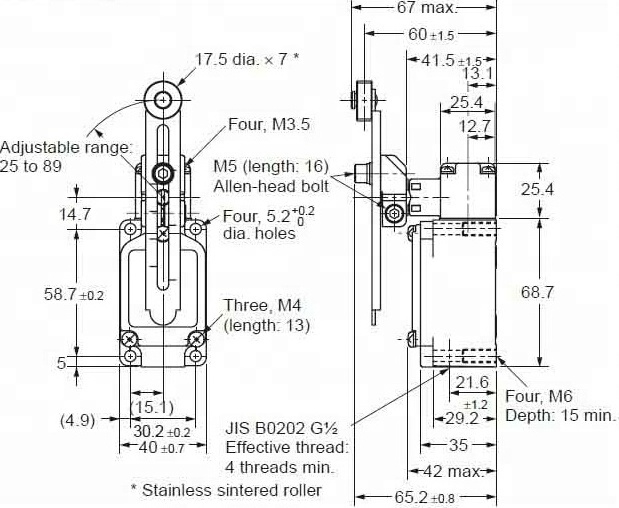 380VAC 1NC1NO adjustable lever WLCA12-2(12-2-Q) roller arm 10a travel limit switch