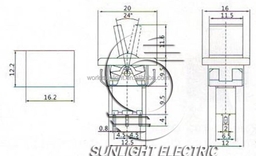 RLS-103-F1 3A 250VAC ON-OFF-ON SPDT 3P rocker and lever handle toggle switch