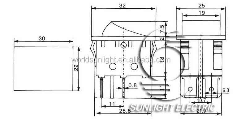 KCD2-201N-2 kcd2 ON-OFF 4 PIN illuminated universal electric rocker switch