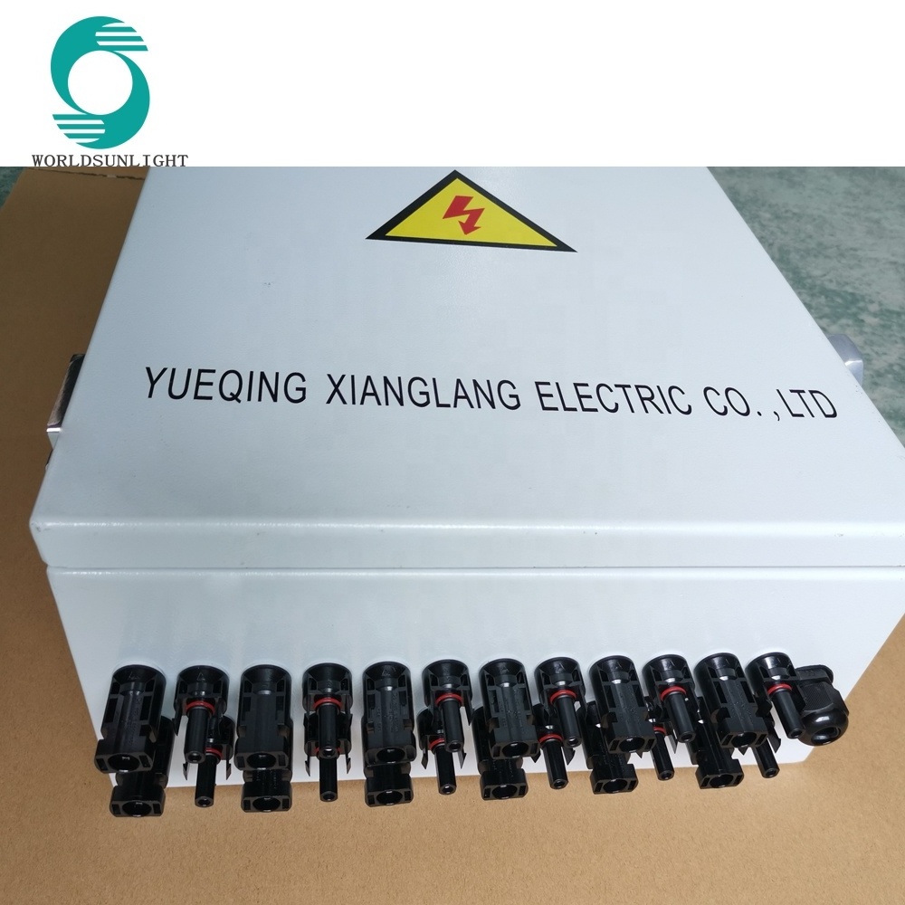 Wholesale Factory Price IP65 6 IN 6 OUT 25A 1000V DC Iron Material Solar PV Array Metal Combiner Box with Solar Connector