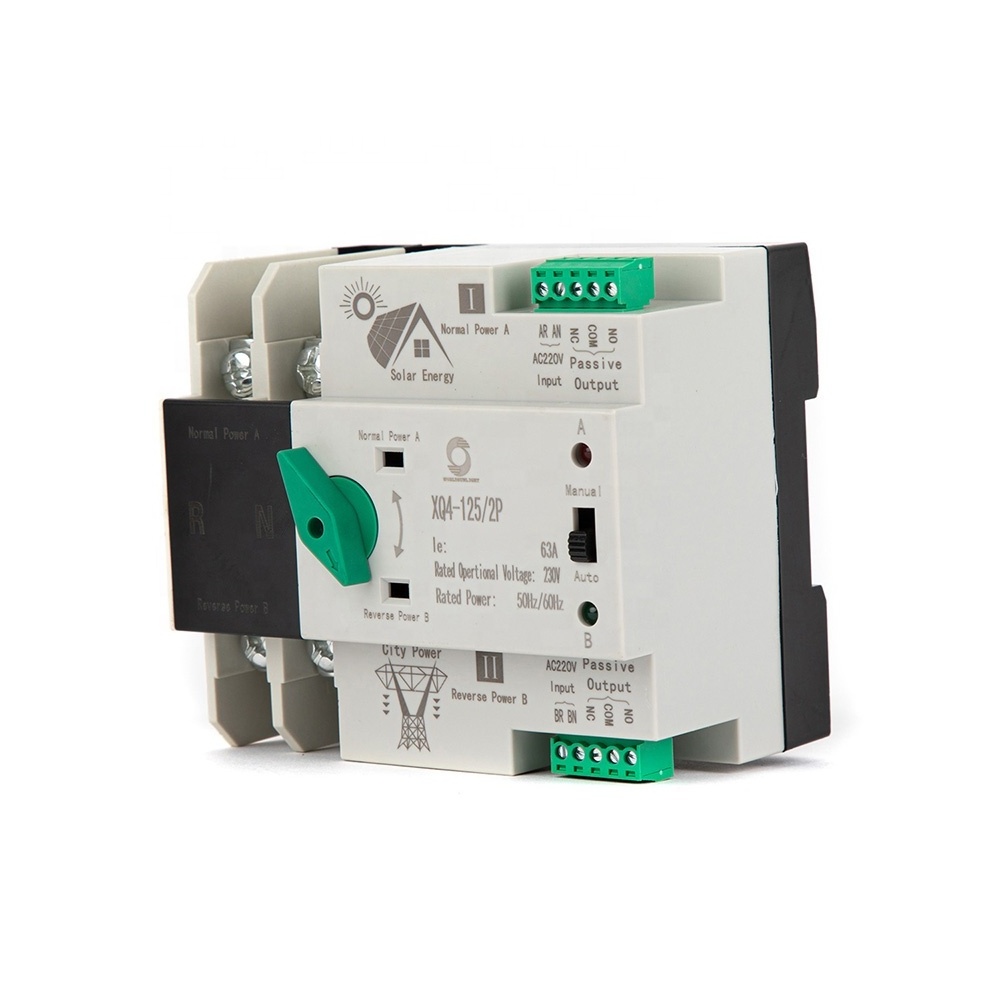 Worldsunlight Photovoltaic Solar Power Dual Power Automatic Transfer Switch price Din Rail 2P 63A AC220V ATS PV System Power Use