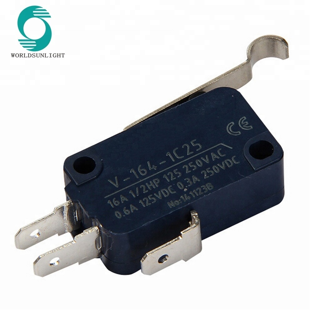 CCC CE approval IP40 V-164-1C25 kw3a R lever type safety spdt 16A 250V microswitch mini micro switch