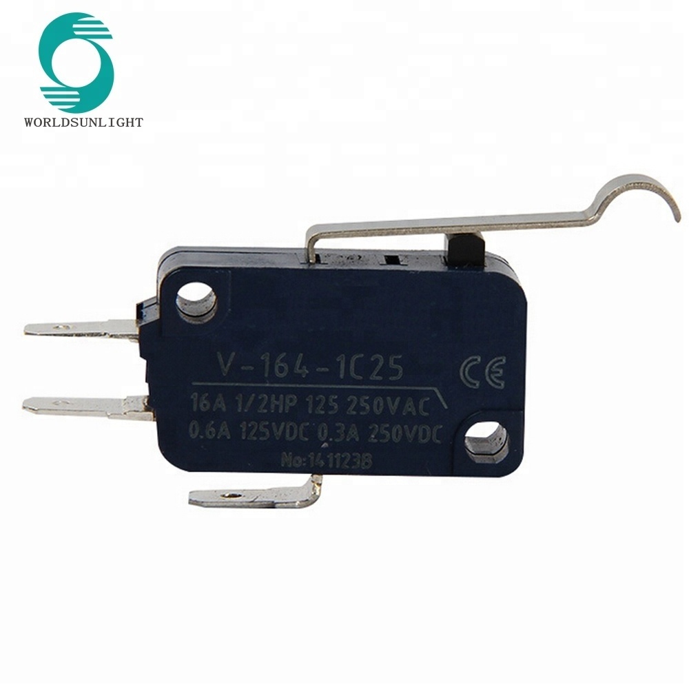 CCC CE approval IP40 V-164-1C25 kw3a R lever type safety spdt 16A 250V microswitch mini micro switch