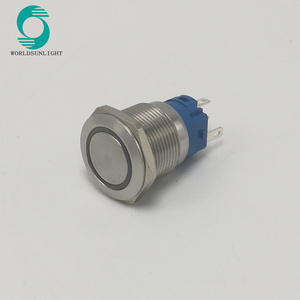 XL19S/F11-24BR 19mm 24V Blue Illuminated LED SPDT Momentary Metal Stainless Steel Push Button Switch